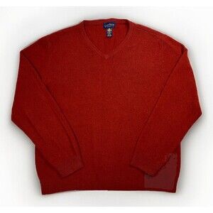 Club Room Mens Sweater Large Vintage Lambswool V Neck Pullover Red Soft Preppy